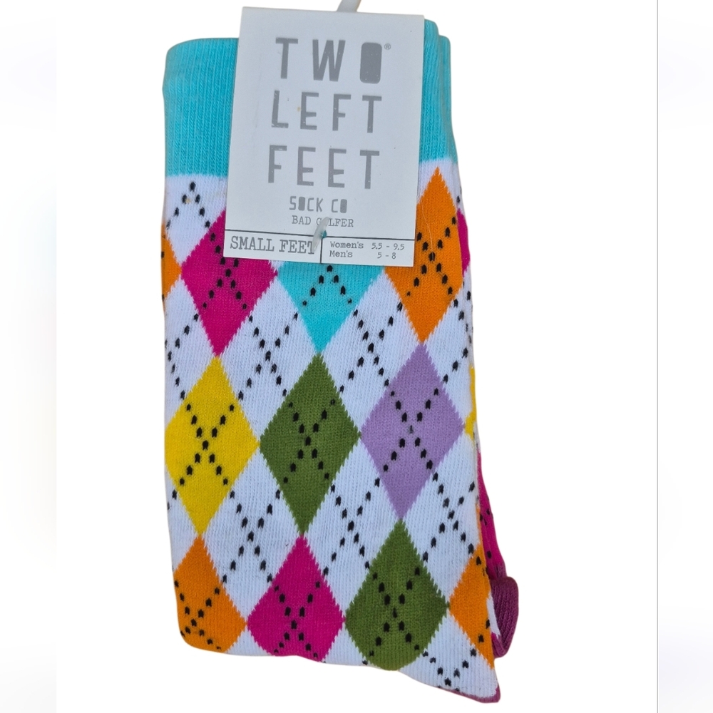 Two Left Feet Colorful Argyle Novelty Crew Socks